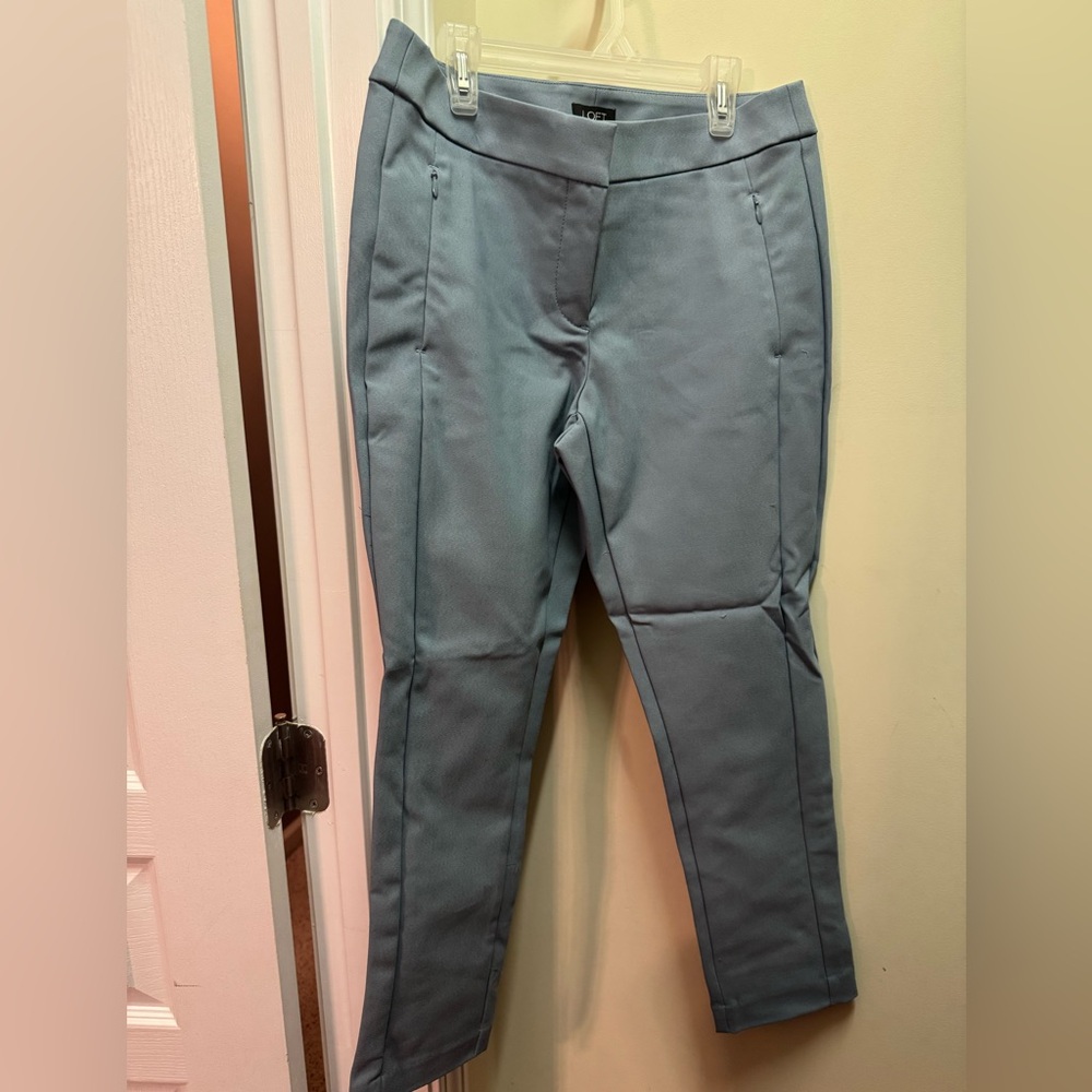 LOFT Curvy Ponte Straight Pants Blue